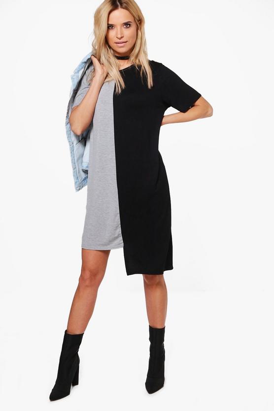 Maisy Stepped Hem Colour Block Shift Dress